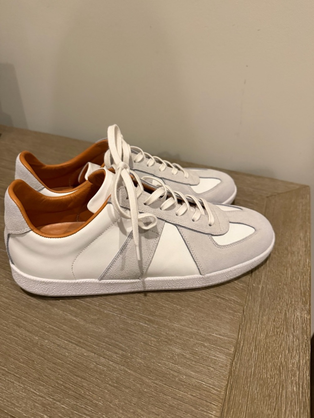 Beckett Simonon White and Grey Sneakers with Tan Liner